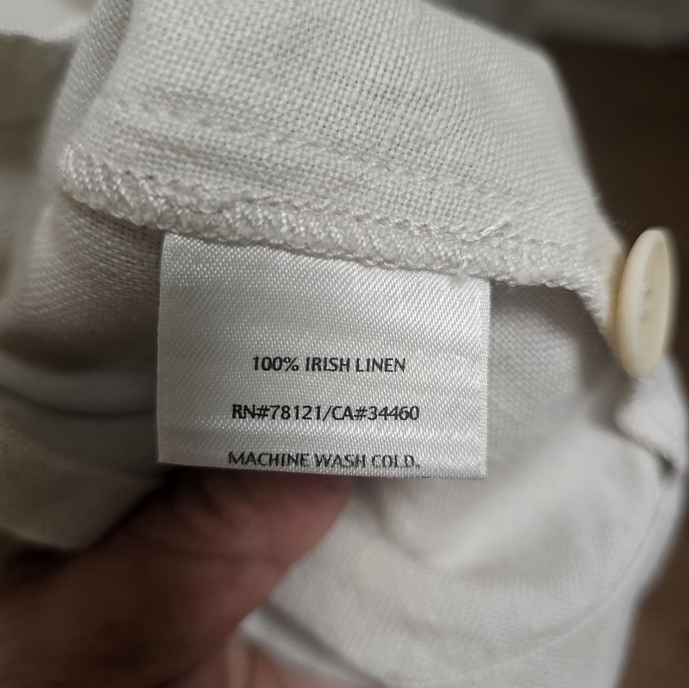 Women's Pants Eileen Fisher Cream 100% Irish Linel Size L - Picture 3 of 8